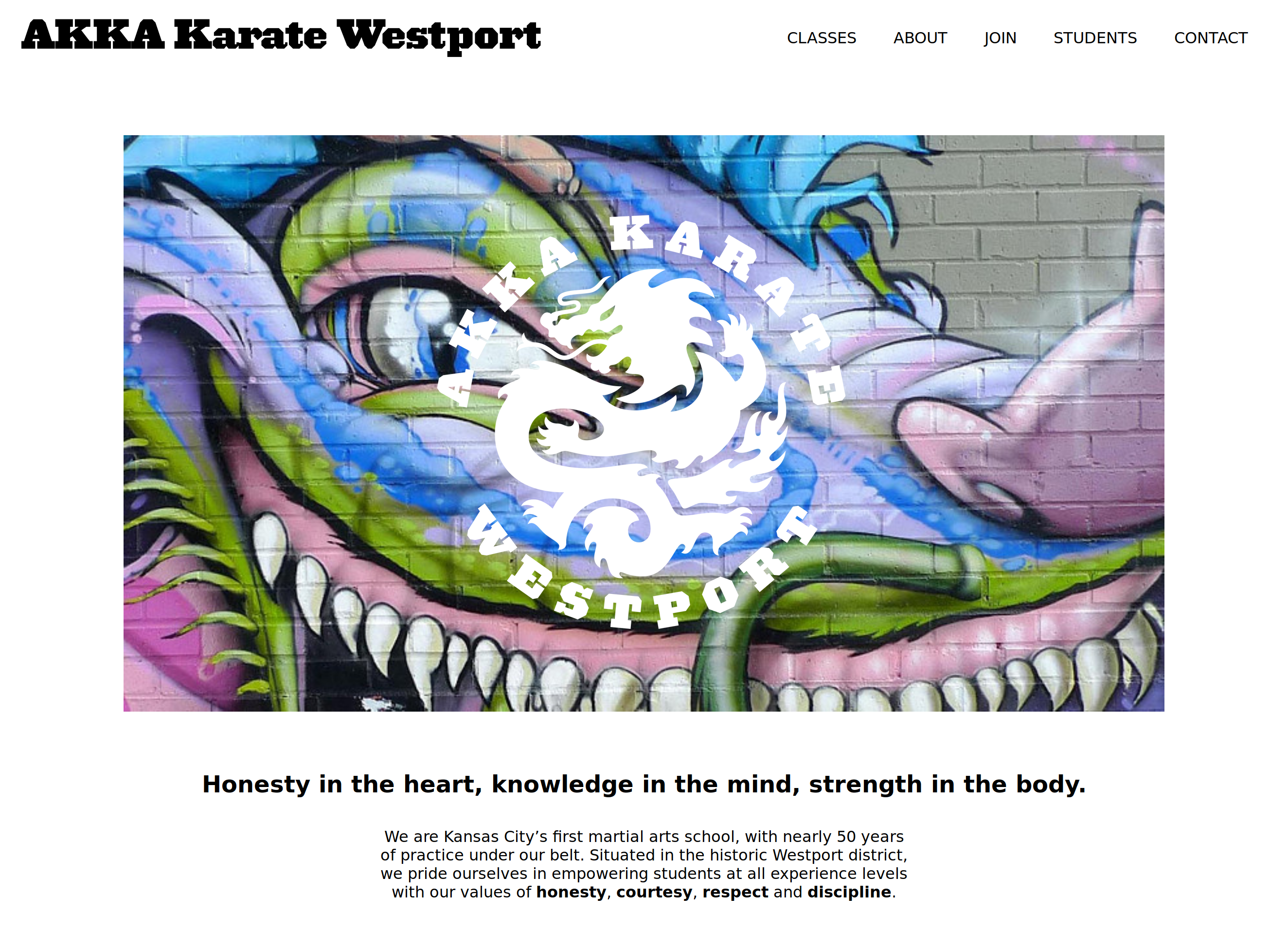 AKKA Karate Website Homepage